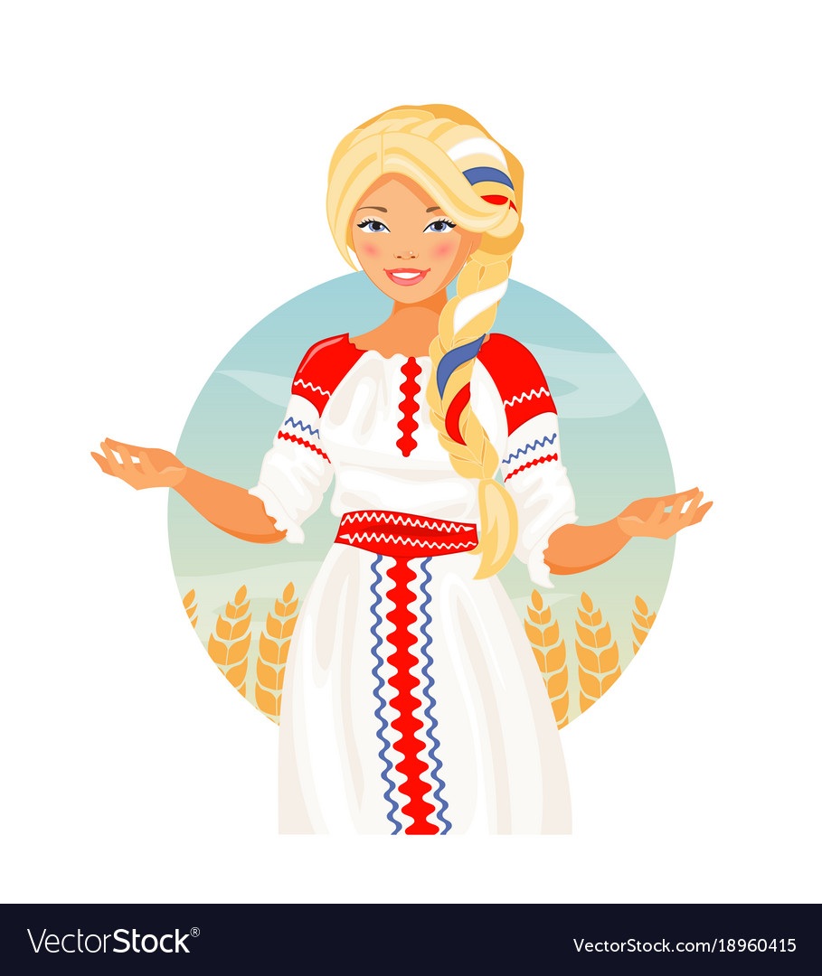 Русская девушка рисунок