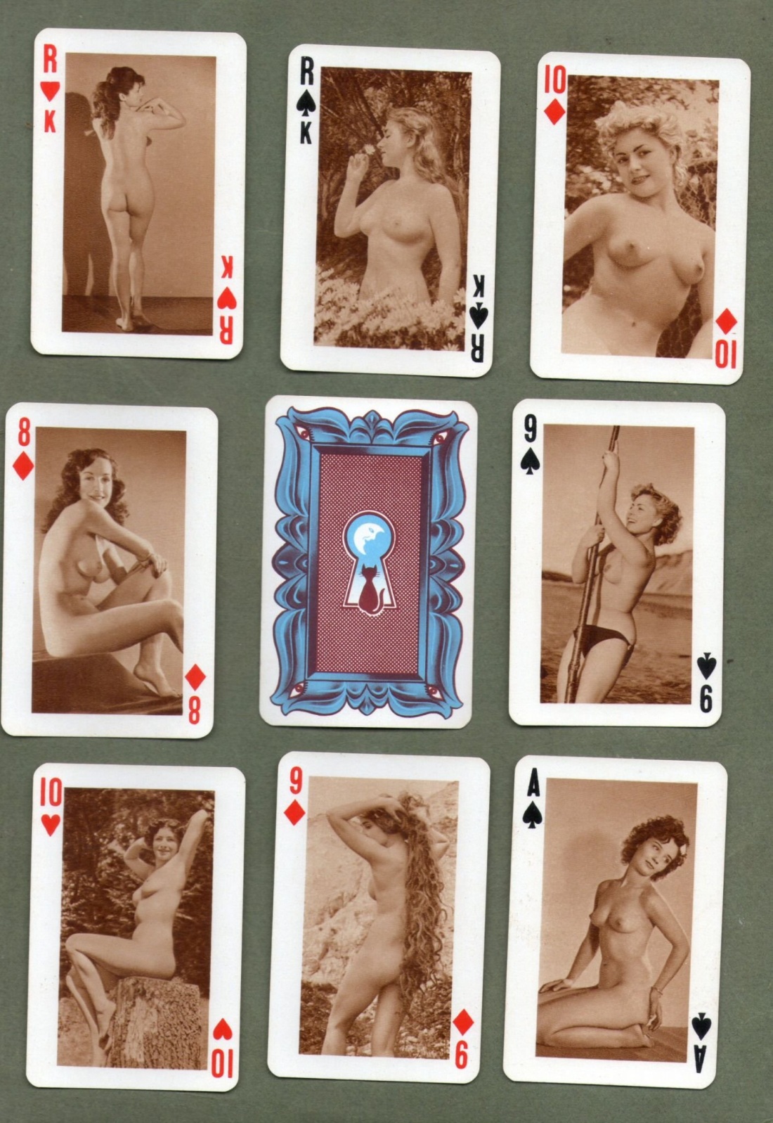 Smoking girl shows her pussy 1990s erotic playing Cards